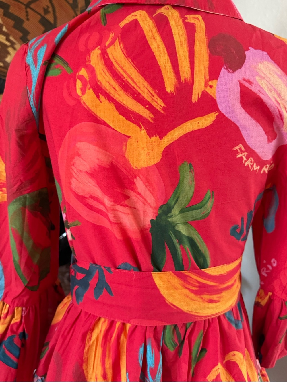 Farm Rio Belted printed cotton-poplin mini shirt dress - Picture 6 of 11